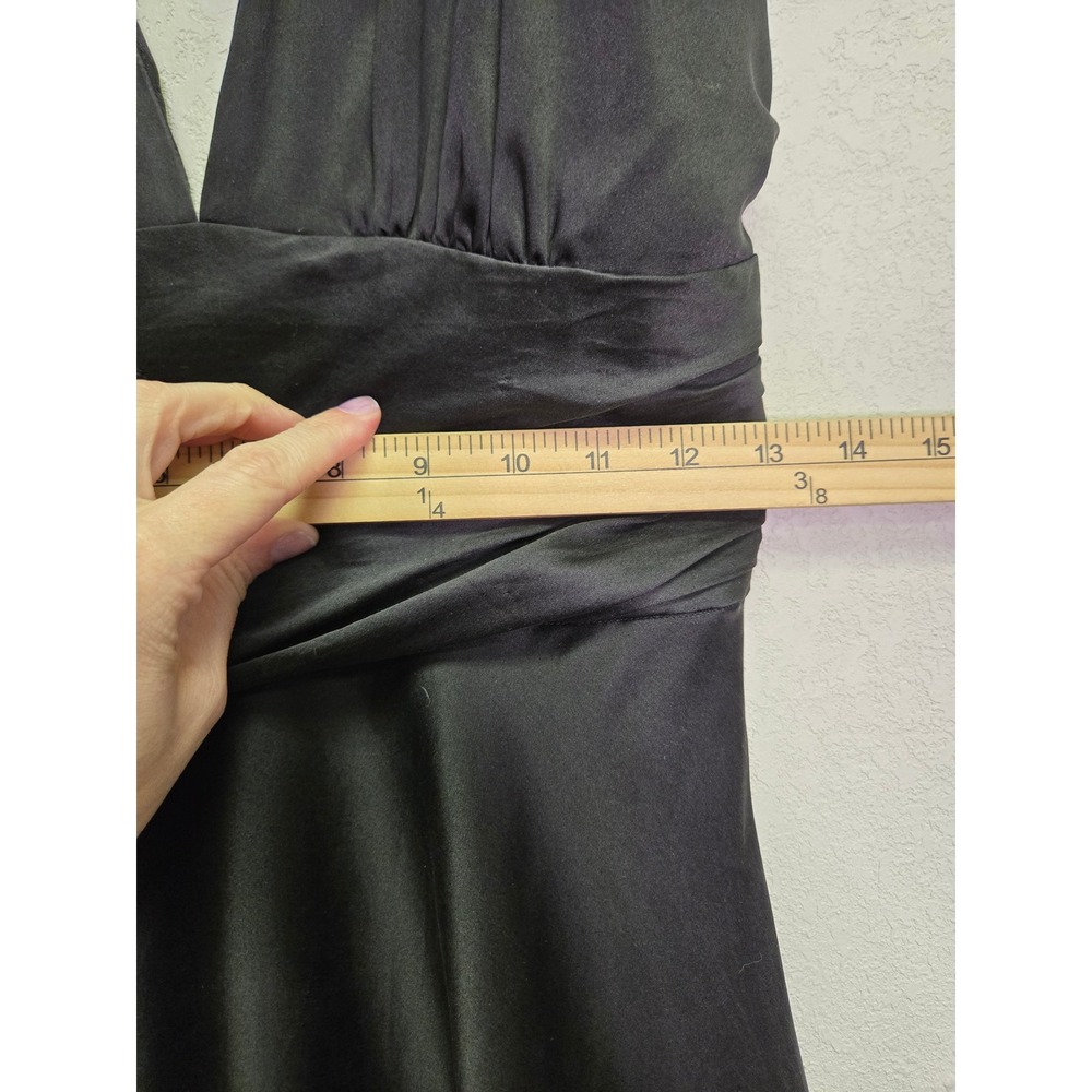 Vintage Old Hollywood Fit n Flare Black Silk Halter Neck Midi Dress 8 Party - Picture 5 of 15